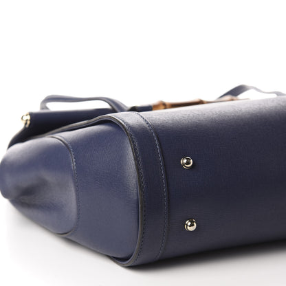 Gucci Calfskin Bamboo Bullet Top Handle Bag Uniform Blue 6 of 12