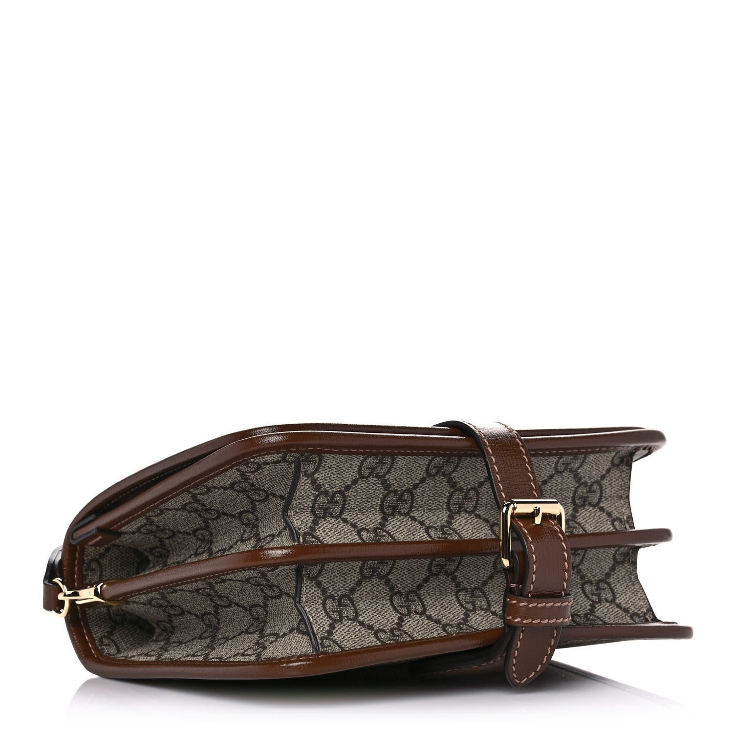 Gucci GG Supreme Monogram Azalea Calfskin Mini Retro Interlocking G Flap Shoulder Bag Beige Ebony Brown Sugar 4 of 12