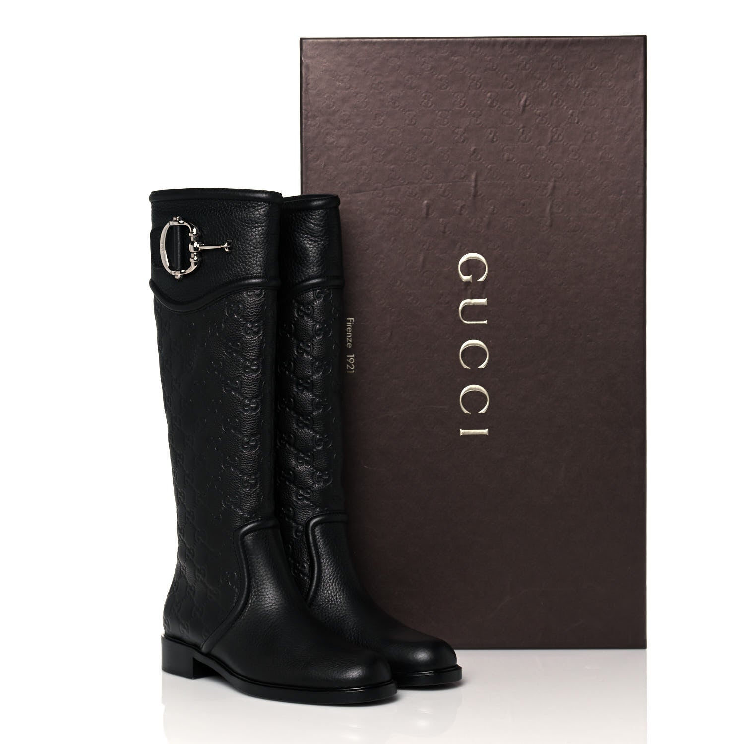 Gucci Guccissima Cellarius Soft Calfskin D Ring Boots 37 Black 9 of 9