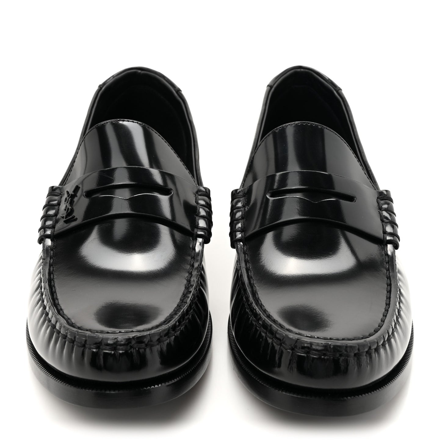Glazed Calfskin Le Loafer 15 Penny Slippers 40 Black
