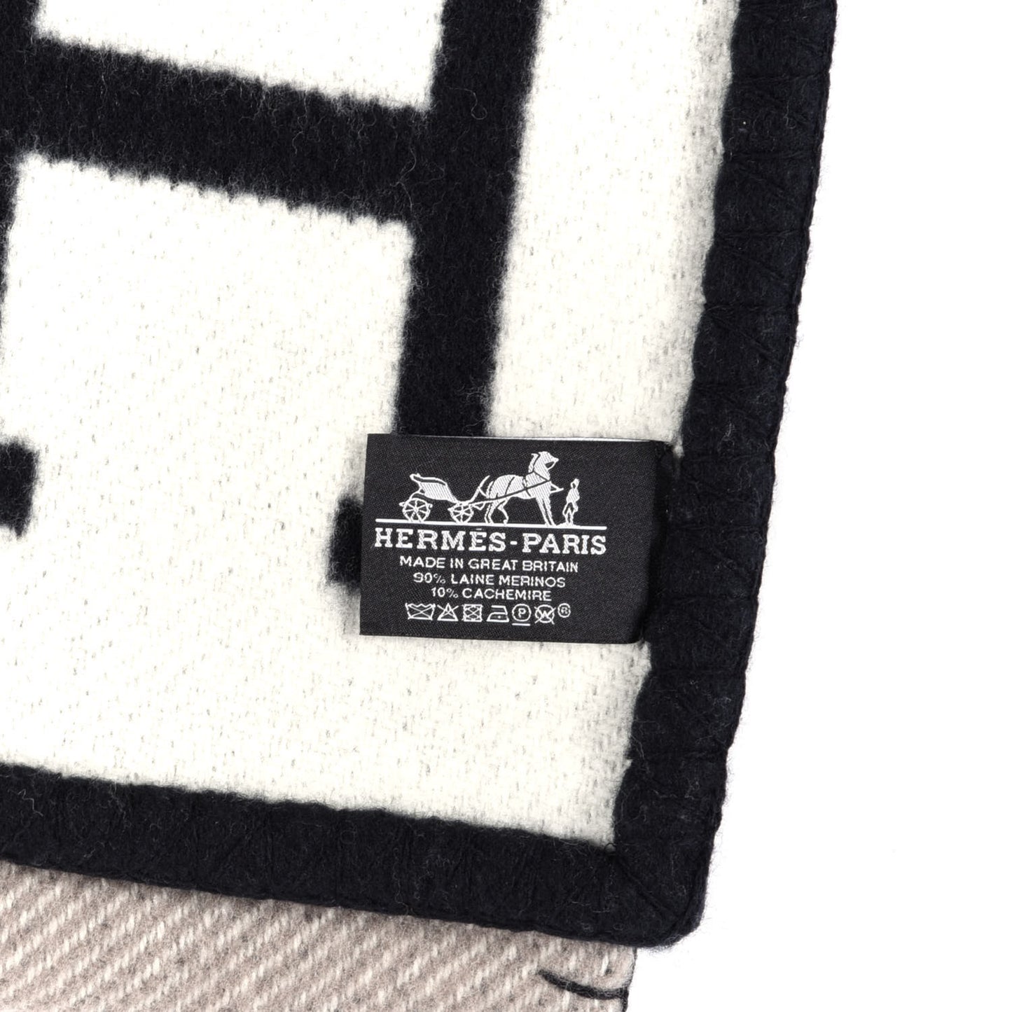 Wool Cashmere Avalon III Blanket Ecru Black