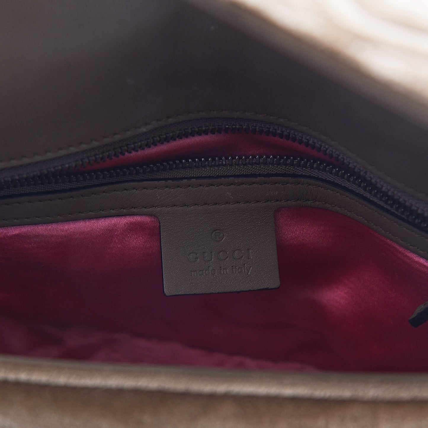 Velvet Matelasse Small GG Marmont Shoulder Bag Taupe