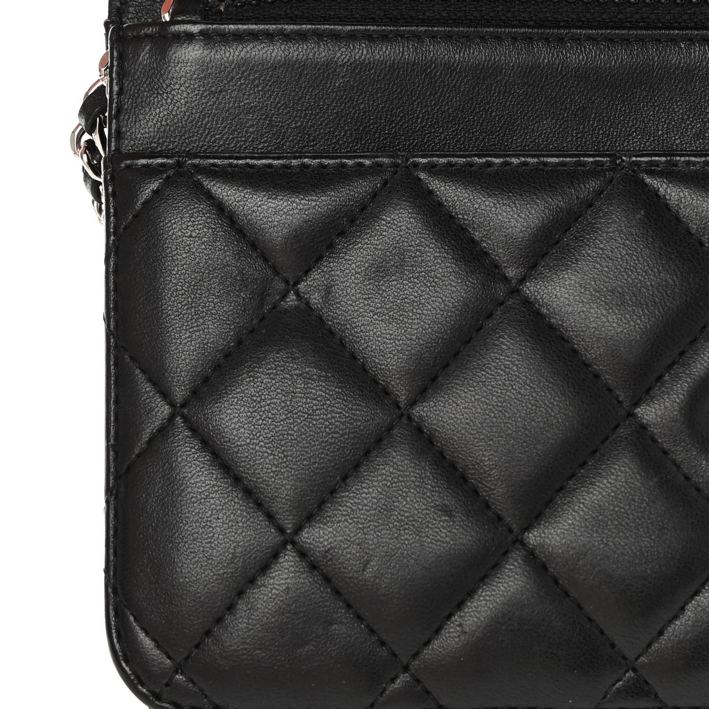 Lambskin Quilted Wallet On Chain WOC Black