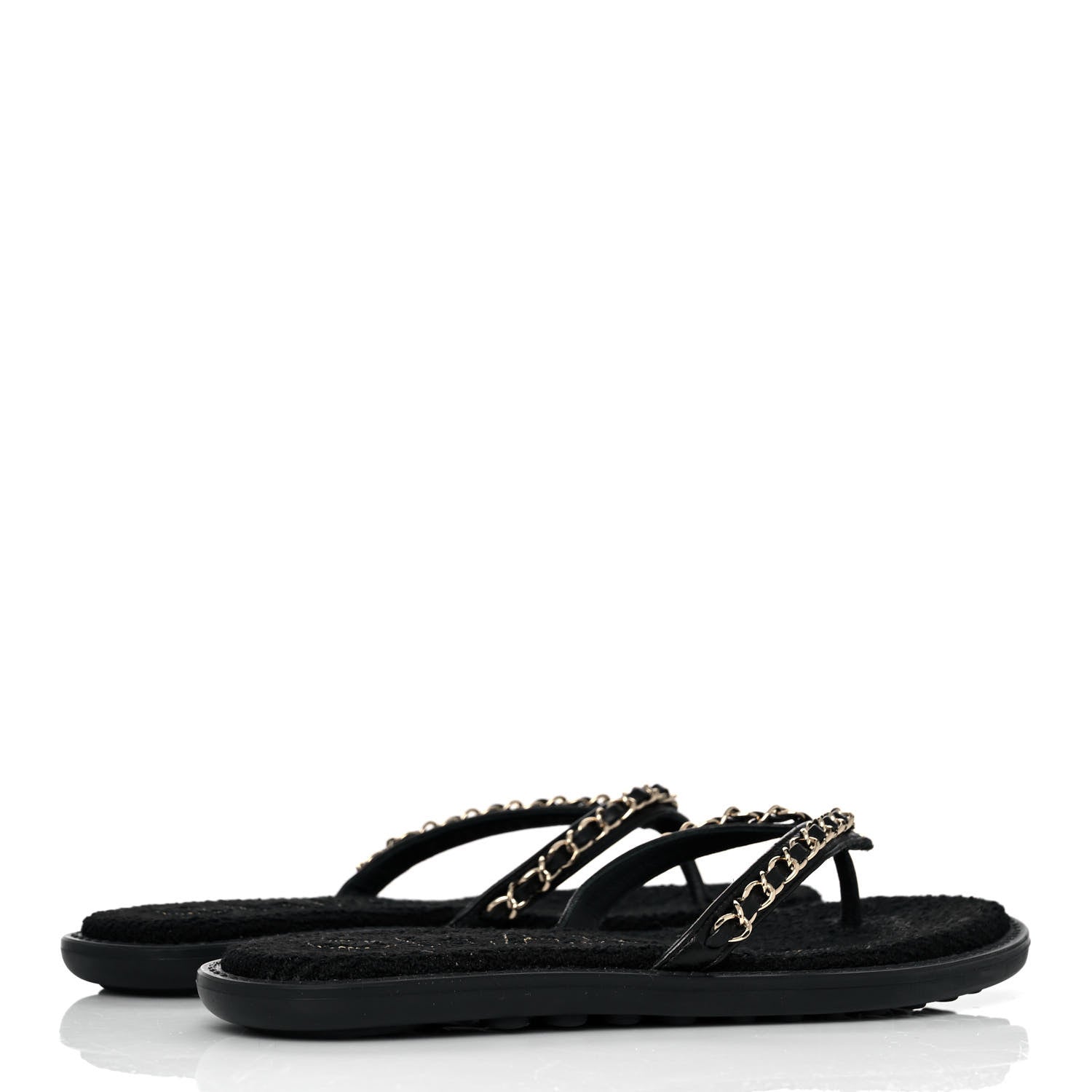 Chanel Lambskin CC Chain Thong Sandals 36 Black 4 of 9