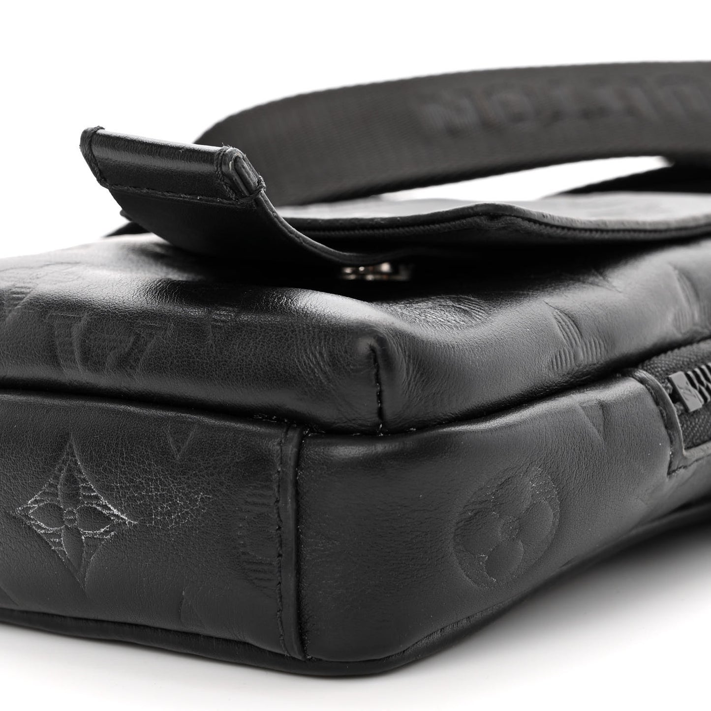 Calfskin Monogram Shadow Double Phone Pouch NM Black