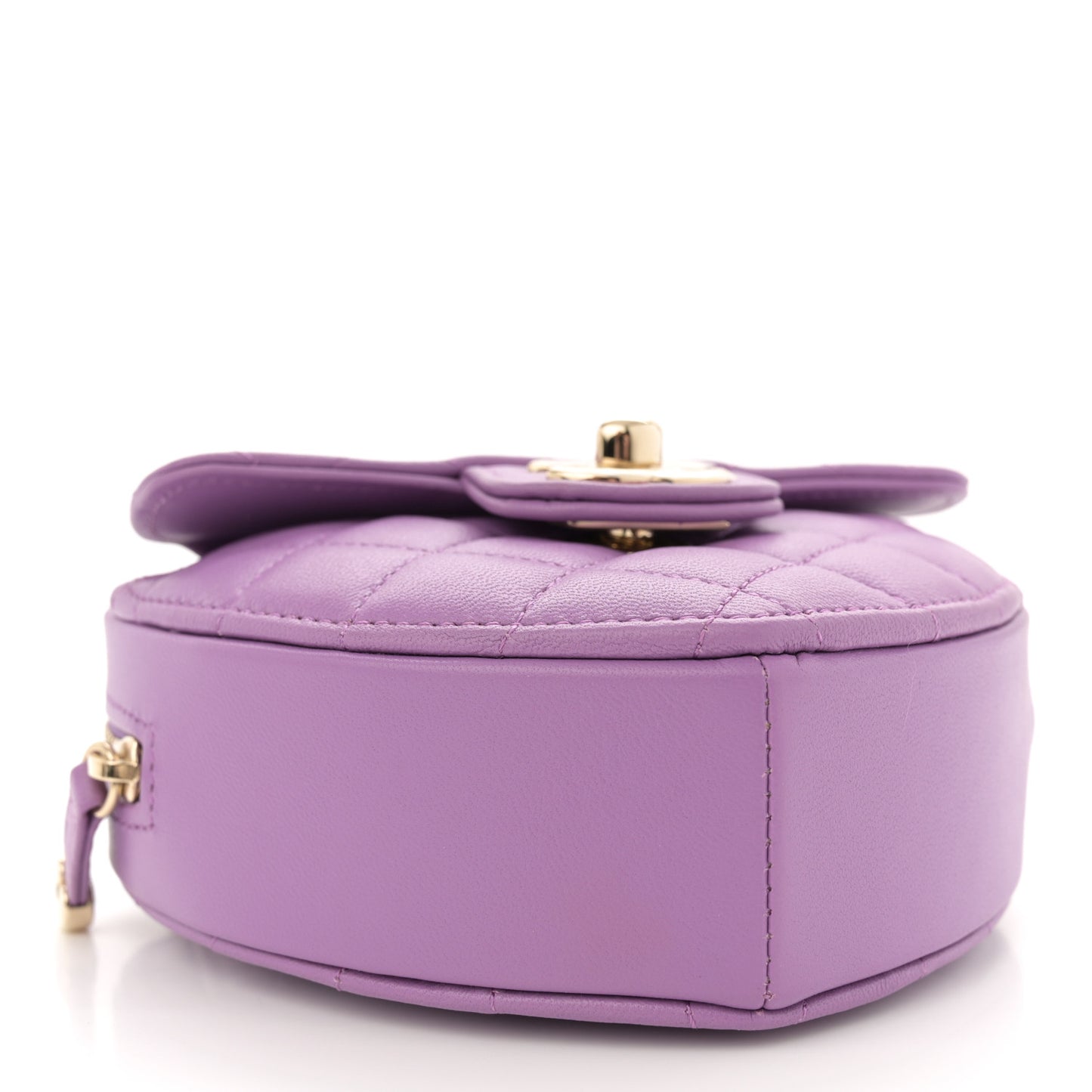 Lambskin Quilted CC In Love Heart Clutch With Chain Purple