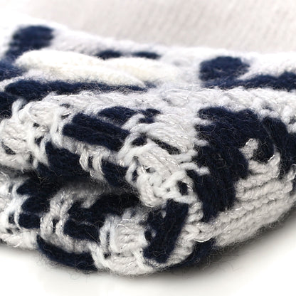 Chanel Cashmere Blend CC Beanie Hat White Navy Blue 8 of 9
