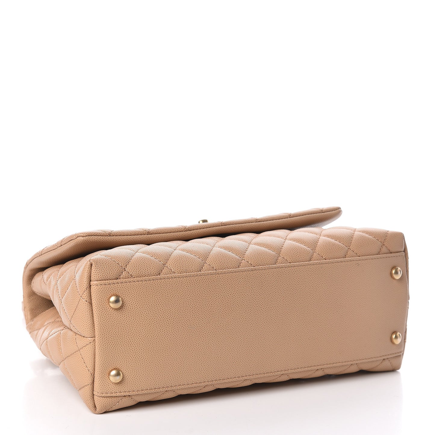 Caviar Lizard Embossed Quilted Small Coco Handle Flap Beige
