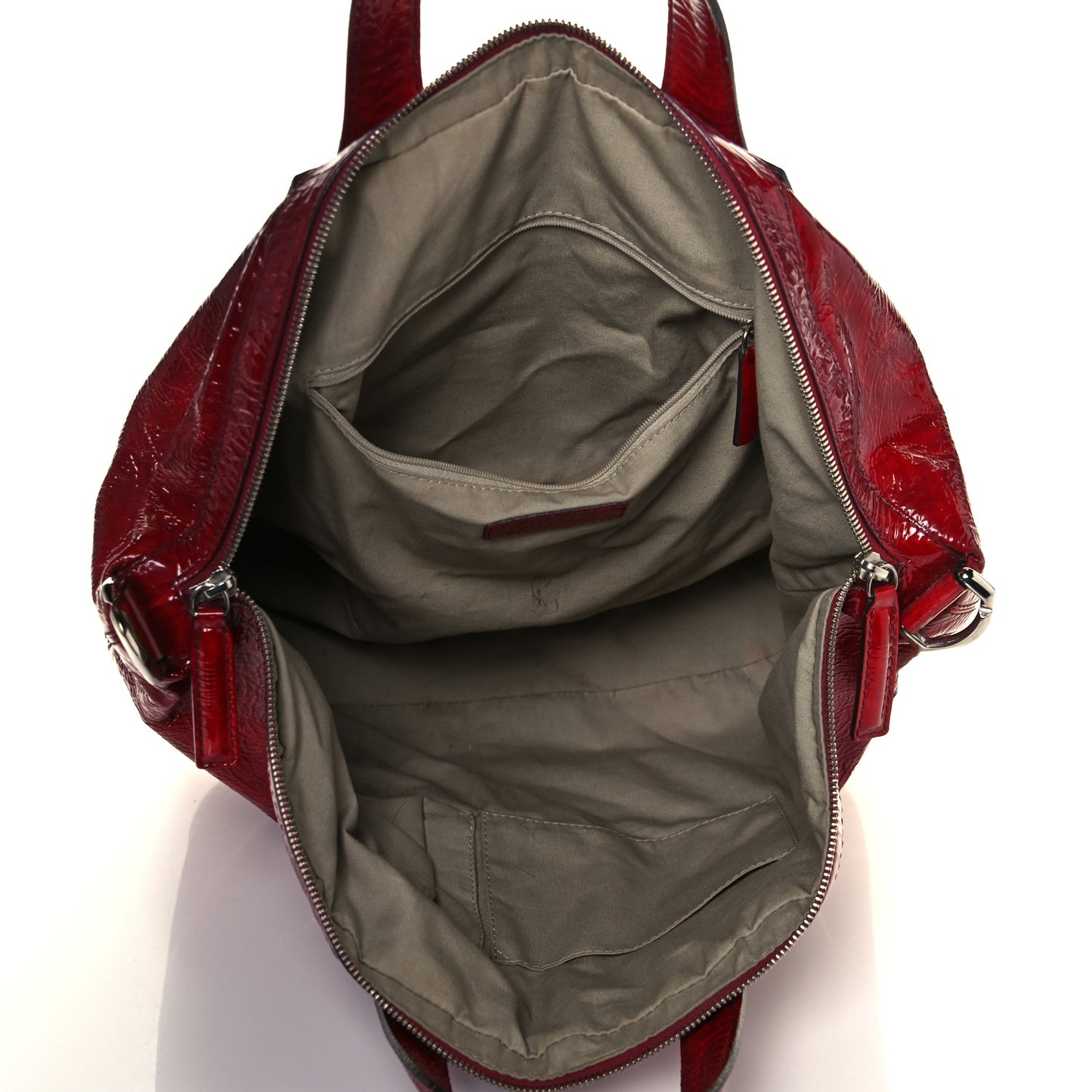 Crinkled Patent Calfskin Medium Nightingale Red