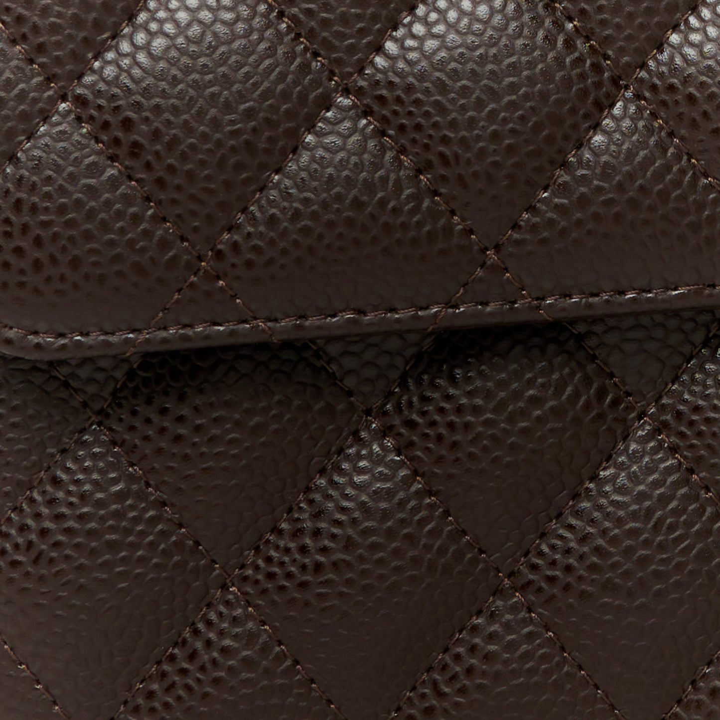 Caviar Quilted East West Flap Dark Brown