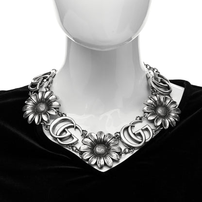 Gucci Sterling Silver Double G Flower Statement Necklace 2 of 5