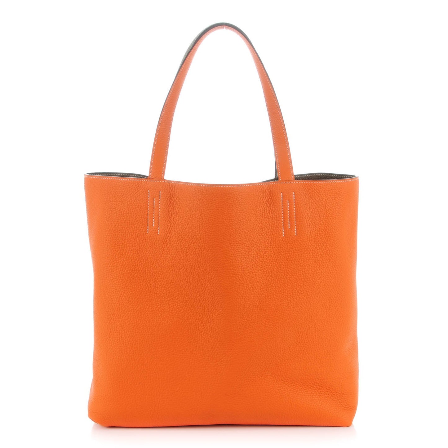 Taurillon Clemence Double Sens 45 Reversible Tote Orange Etoupe
