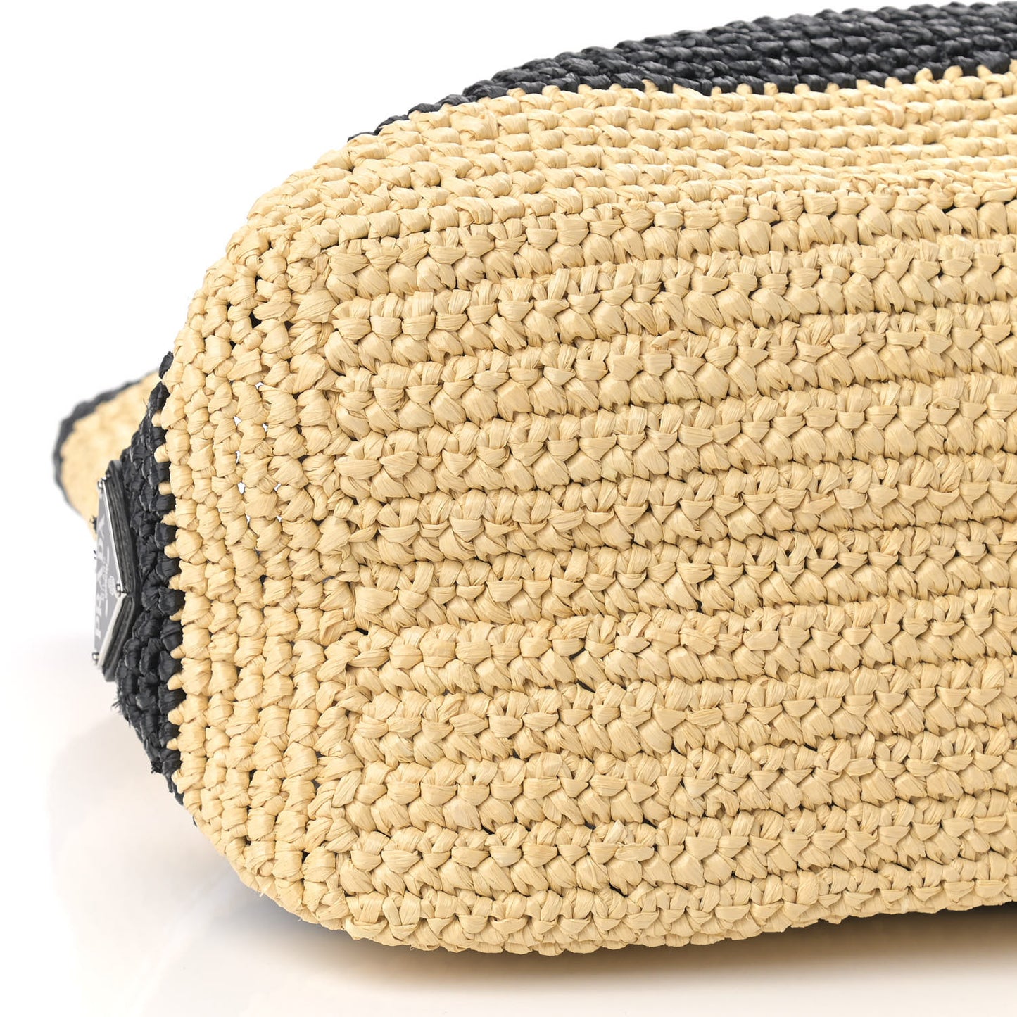 Raffia Logo Tote Naurale Black