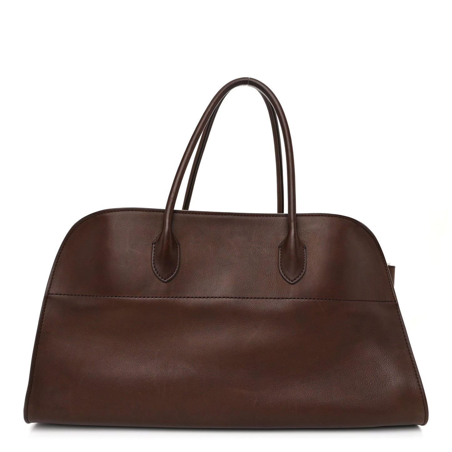 Polished Saddle Calfskin EW Margaux Chestnut Dark Chocolate
