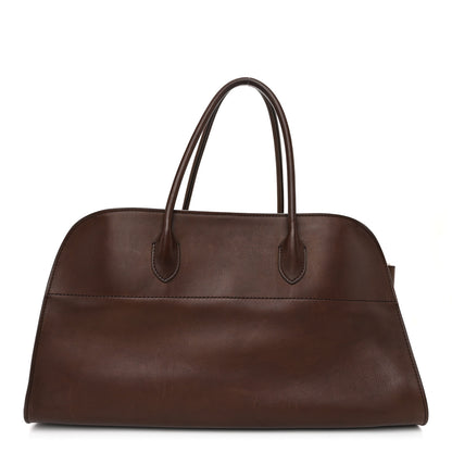 The Row Polished Saddle Calfskin EW Margaux Chestnut Dark Chocolate 1 of 10