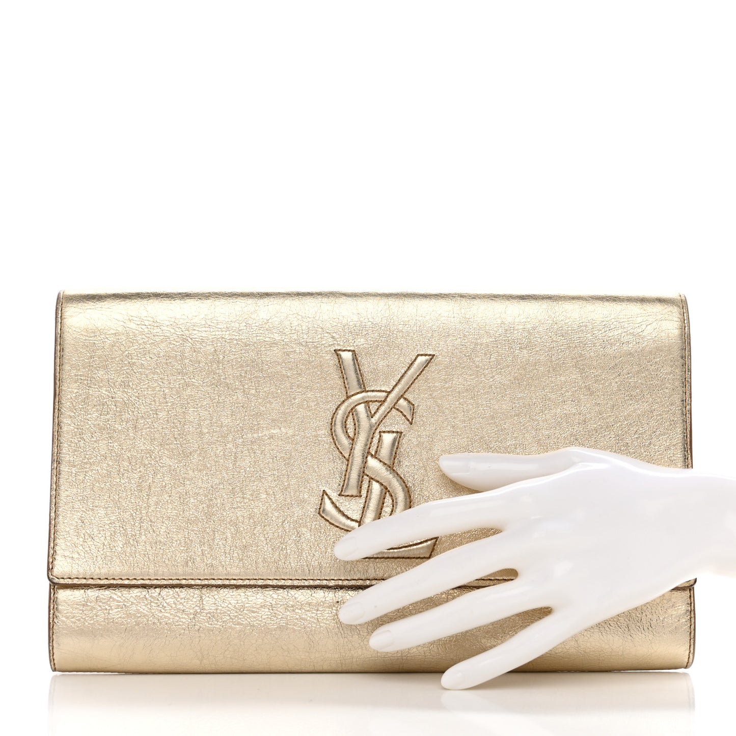 Metallic Calfskin Monogram Large Belle De Jour Clutch Gold