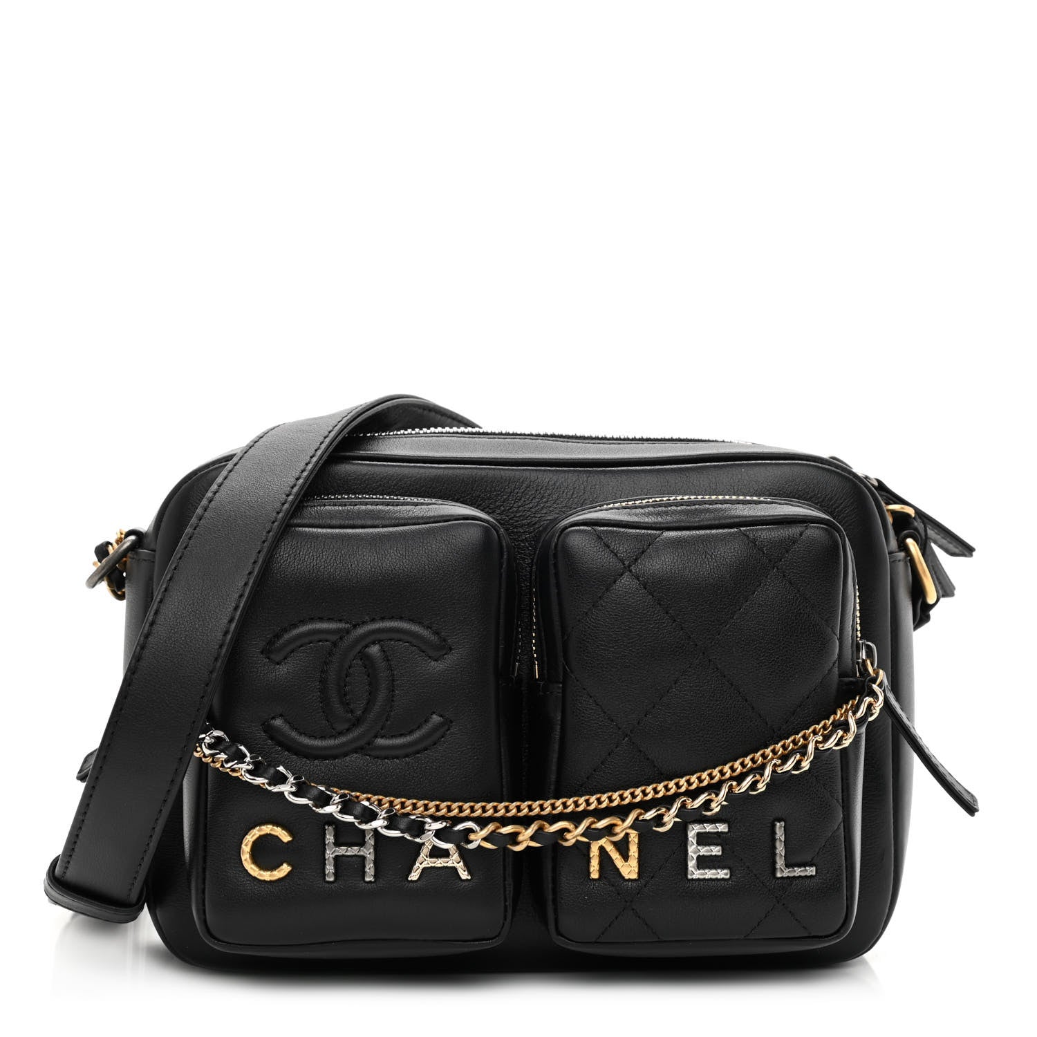 Chanel Calfskin Quilted Small Camera Case Black 1 of 10