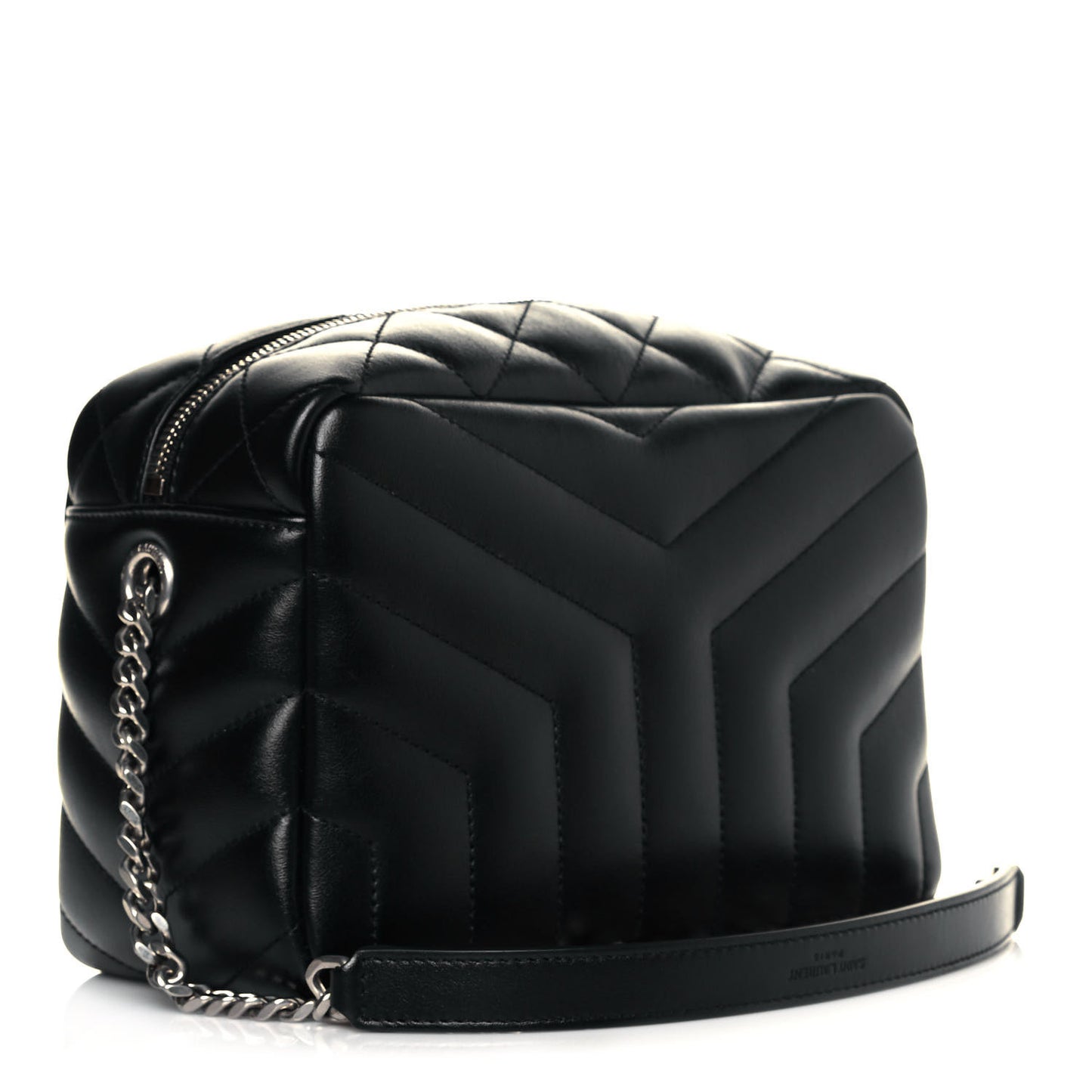 Calfskin Y Quilted Monogram Small Loulou Bowling Bag Black