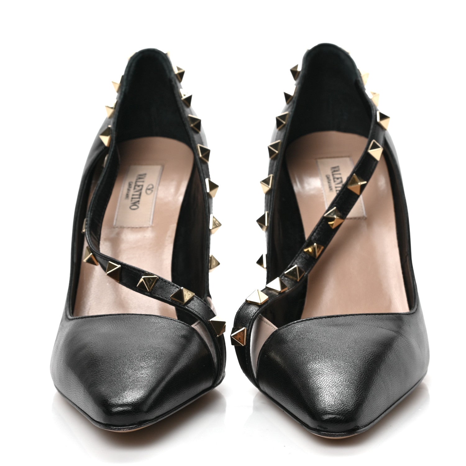 Valentino Garavani Nappa Rockstud Cross Strap d'Orsay 105mm Pumps 37.5 Black Poudre 2 of 8