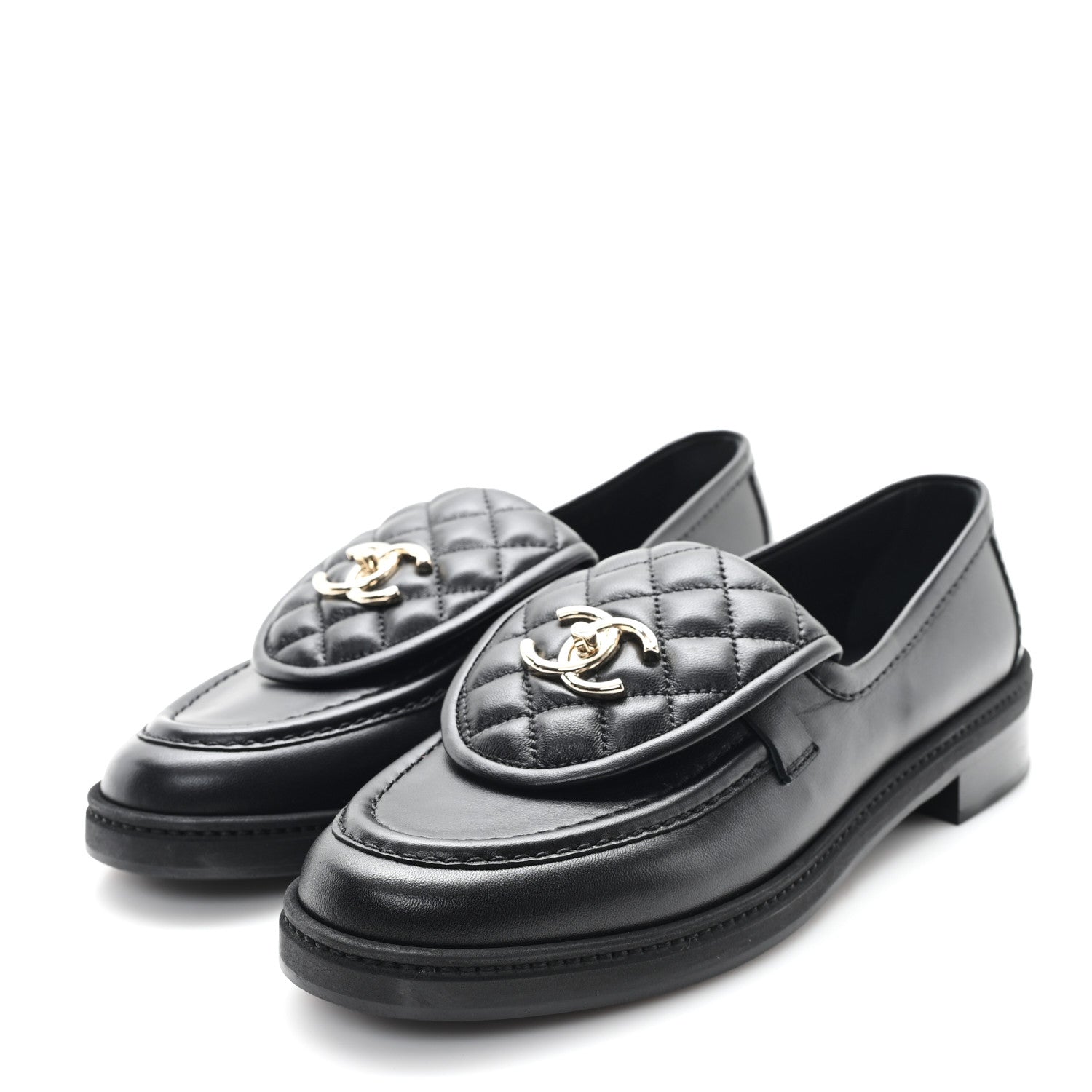 Chanel Lambskin Quilted CC Turnlock Loafers 39.5 Black 4 of 9