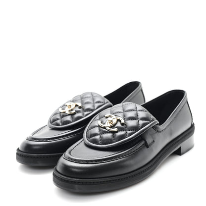 Chanel Lambskin Quilted CC Turnlock Loafers 39.5 Black 4 of 9
