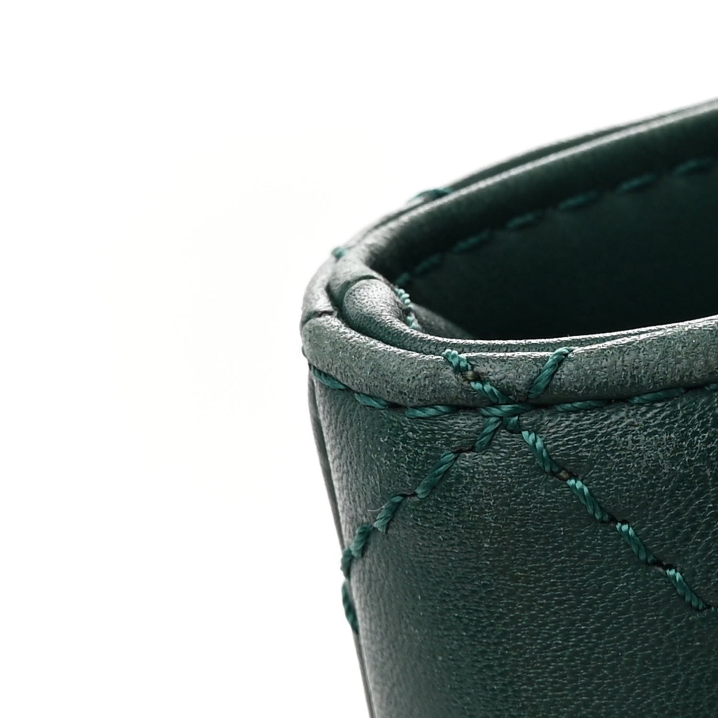 Calfskin Quilted Large Shopping In Chains Tote Green