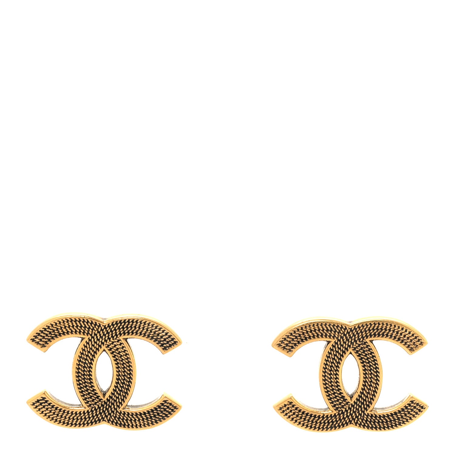 Chanel Metal Textured CC Earrings Gold 1 of 5