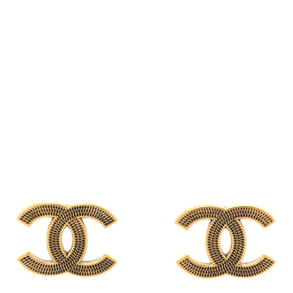 Chanel Metal Textured CC Earrings Gold 1 of 5
