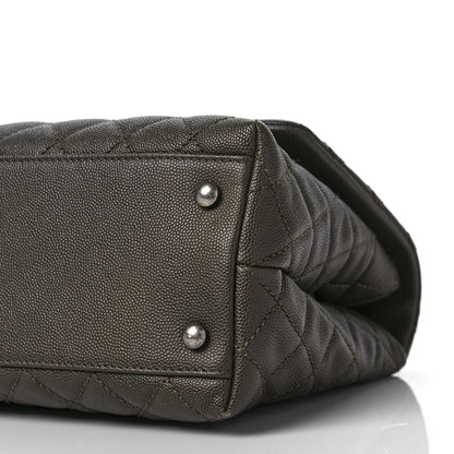 Chanel Caviar Lizard Quilted Small Coco Handle Flap Dark Grey 8 of 9