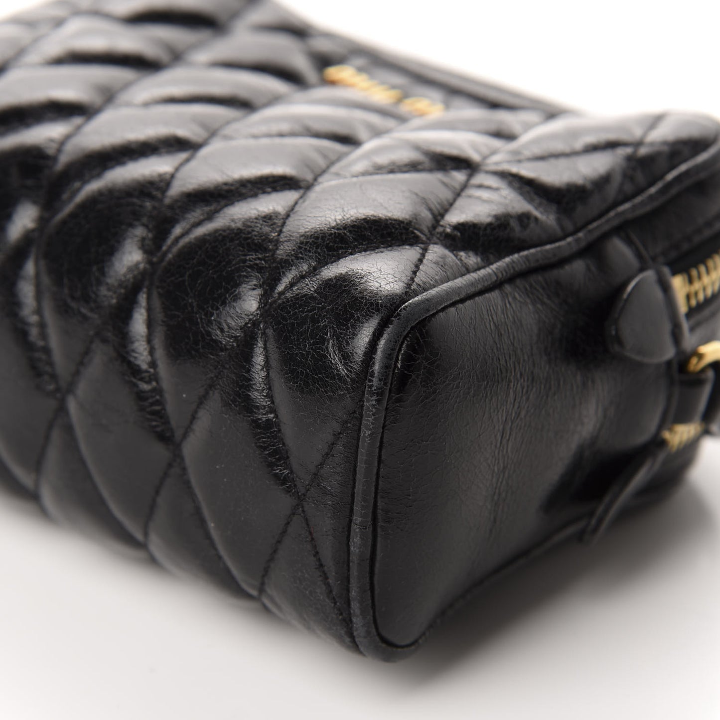 Vitello Shine Quilted Camera Bag Black