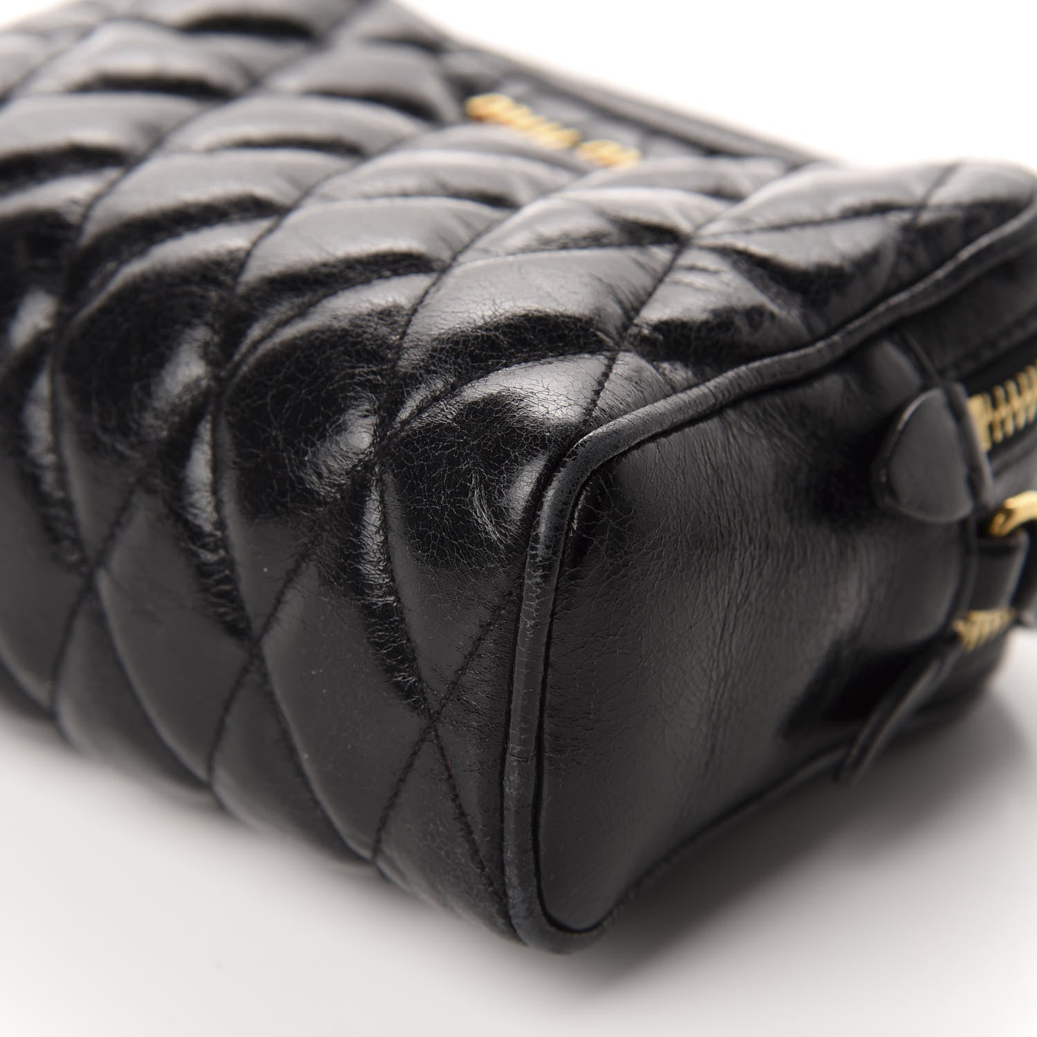 Miu Miu Vitello Shine Quilted Camera Bag Black 6 of 10