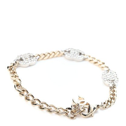 Chanel Crystal CC Chain Bracelet Gold Silver 2 of 3