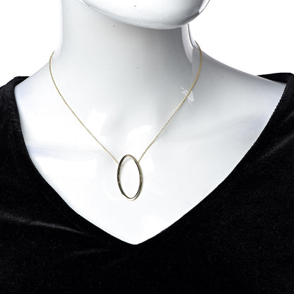 Tiffany 18K Yellow Gold Metro Oval Pendant Necklace 2 of 7
