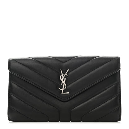 Saint Laurent Lambskin Y Quilted Monogram Large Loulou Flap Wallet Black 1 of 8