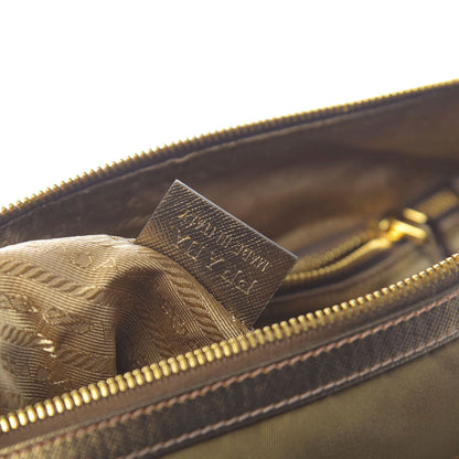 Prada Metallic Tessuto Nylon Saffiano Bauletto Gold 9 of 13