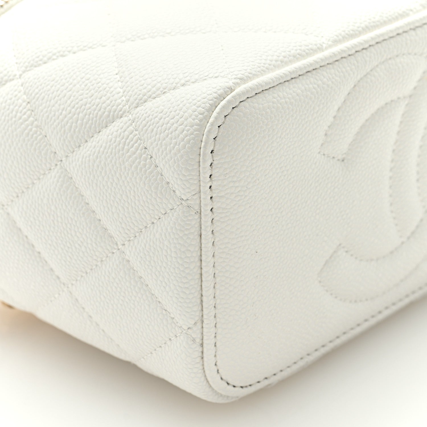 Chanel Caviar Quilted Small Vanity Case With Chain White 9 of 10
