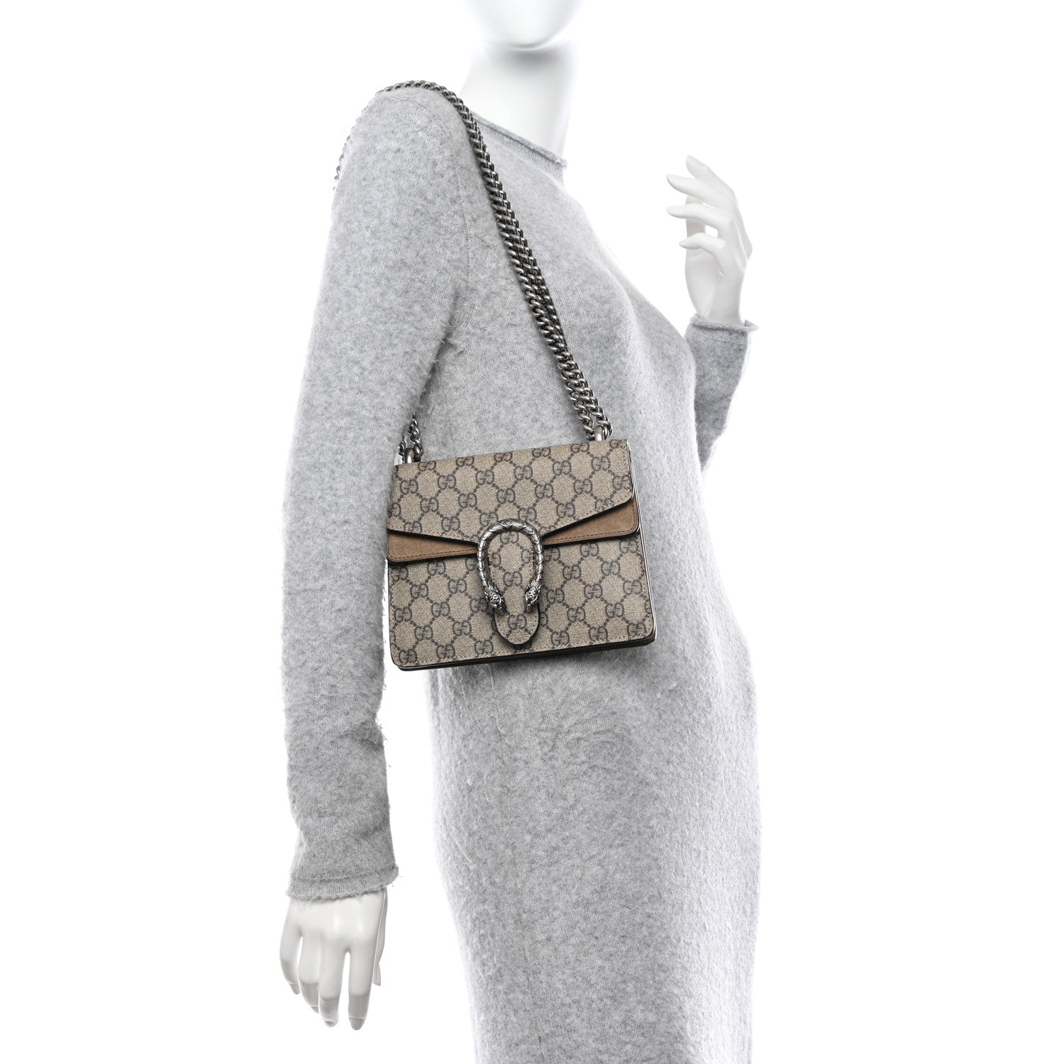 Gucci GG Supreme Monogram Mini Dionysus Shoulder Bag Taupe 2 of 13