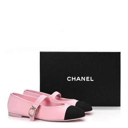 Chanel Fabric Grosgrain Mary Jane Flats 38 Light Pink Black 11 of 11