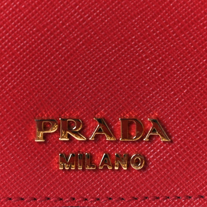 Prada Saffiano Soft Calfskin Metal Triangle Logo Envelope Chain Shoulder Bag Fuoco 7 of 7