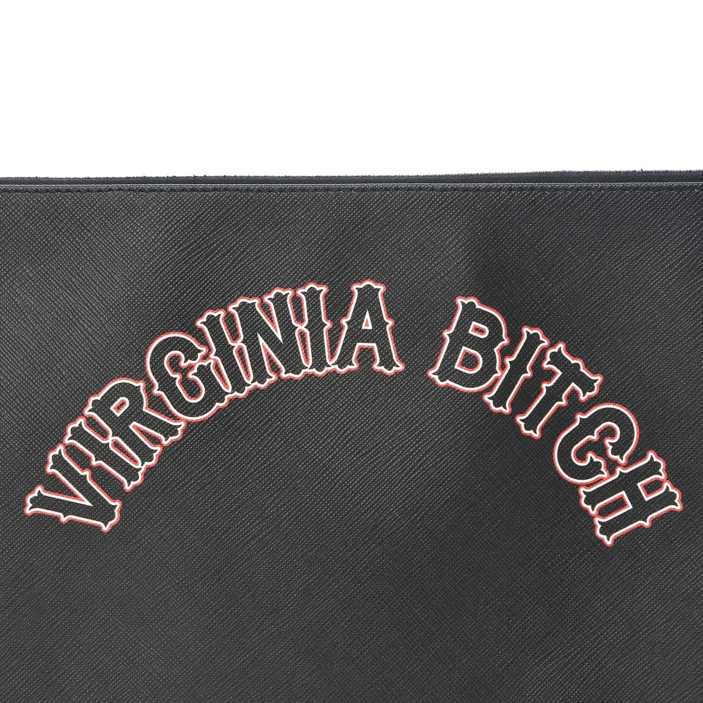 Textured Coated Canvas Gothic Medium Cosmetic Pouch Black