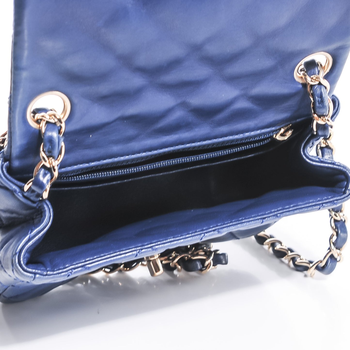 Lambskin Quilted Mini Square Flap Blue
