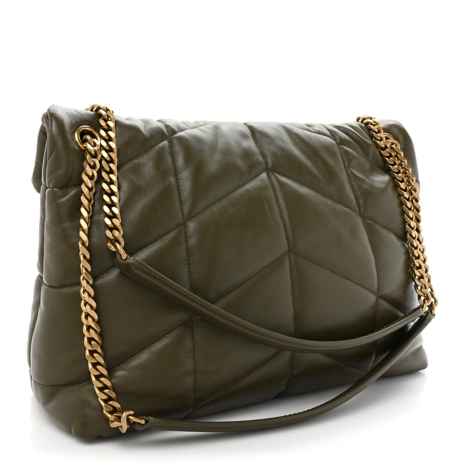 Saint Laurent Lambskin Quilted Medium Loulou Puffer Monogram Chain Satchel Seaweed 3 of 14