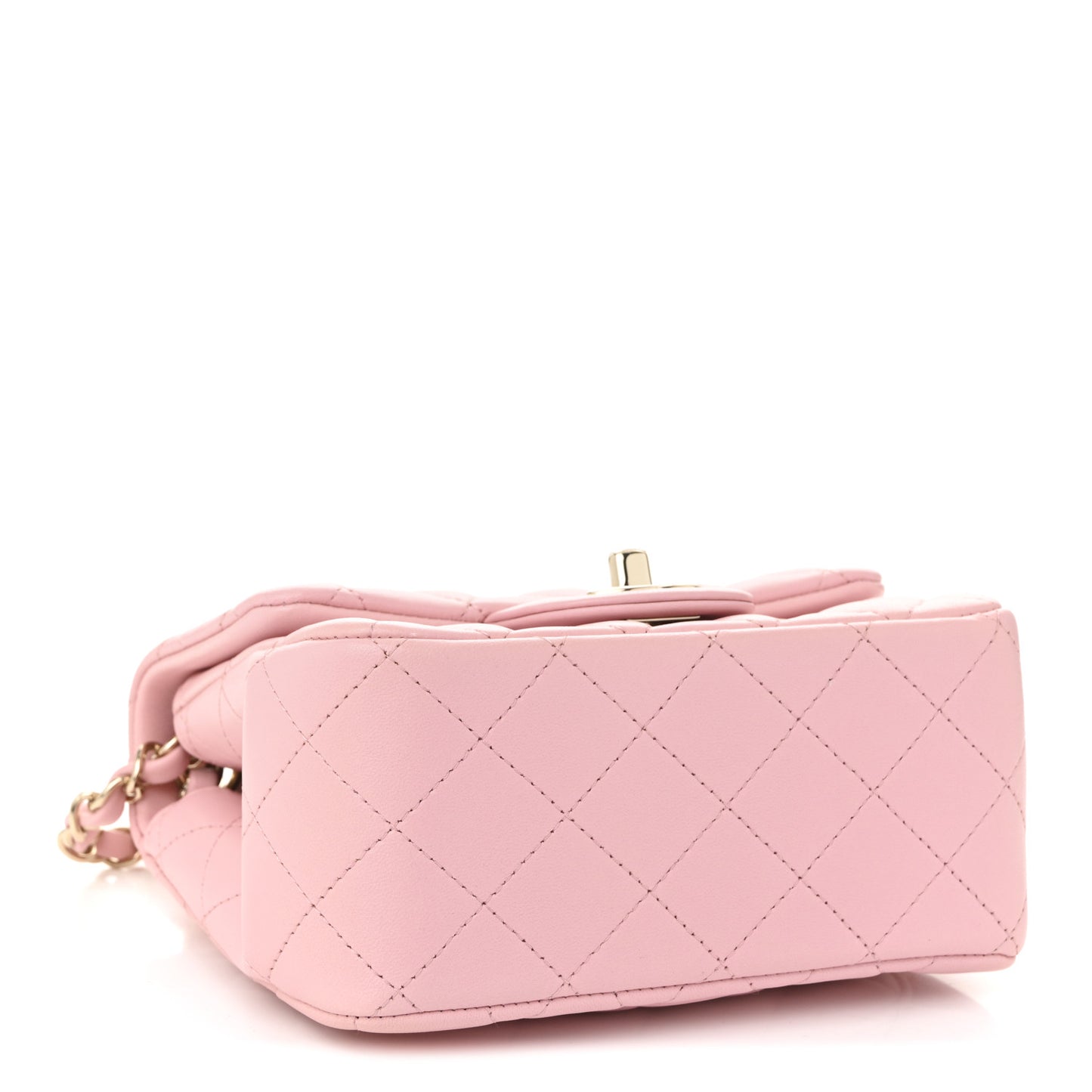 Lambskin Quilted Mini Square Flap Light Pink