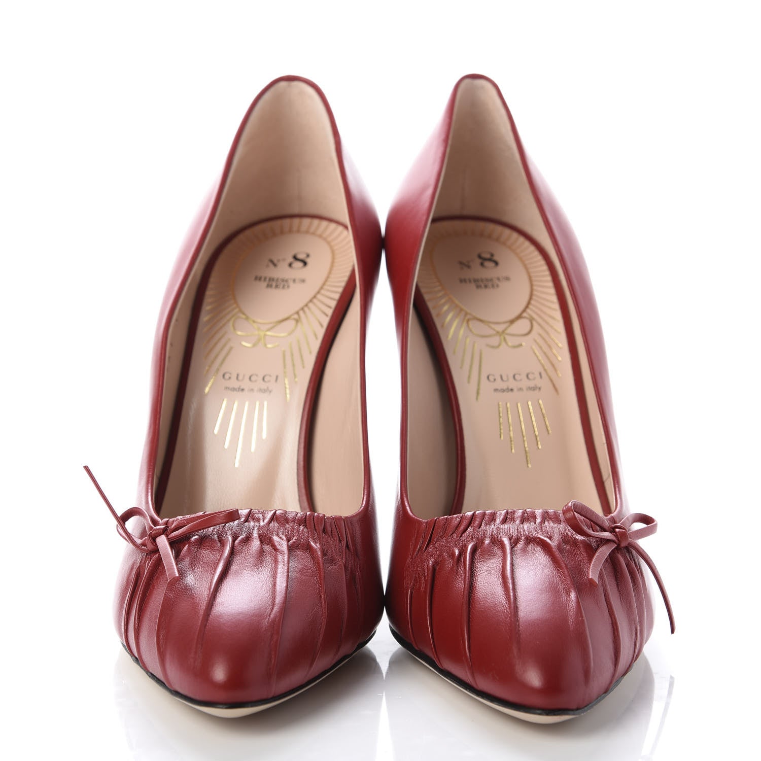 Gucci Nappa Bow High Heel Pumps 36.5 Hibiscus Red 2 of 9