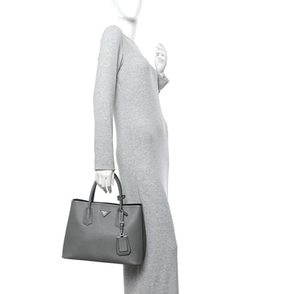 Prada Saffiano Cuir Medium Double Bag Marmo 2 of 13