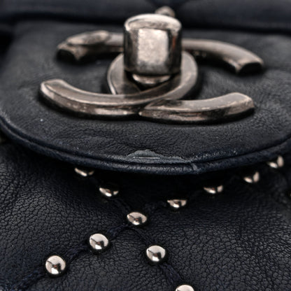 Chanel Washed Lambskin Studded Metal Beauty Flap Navy 9 of 9