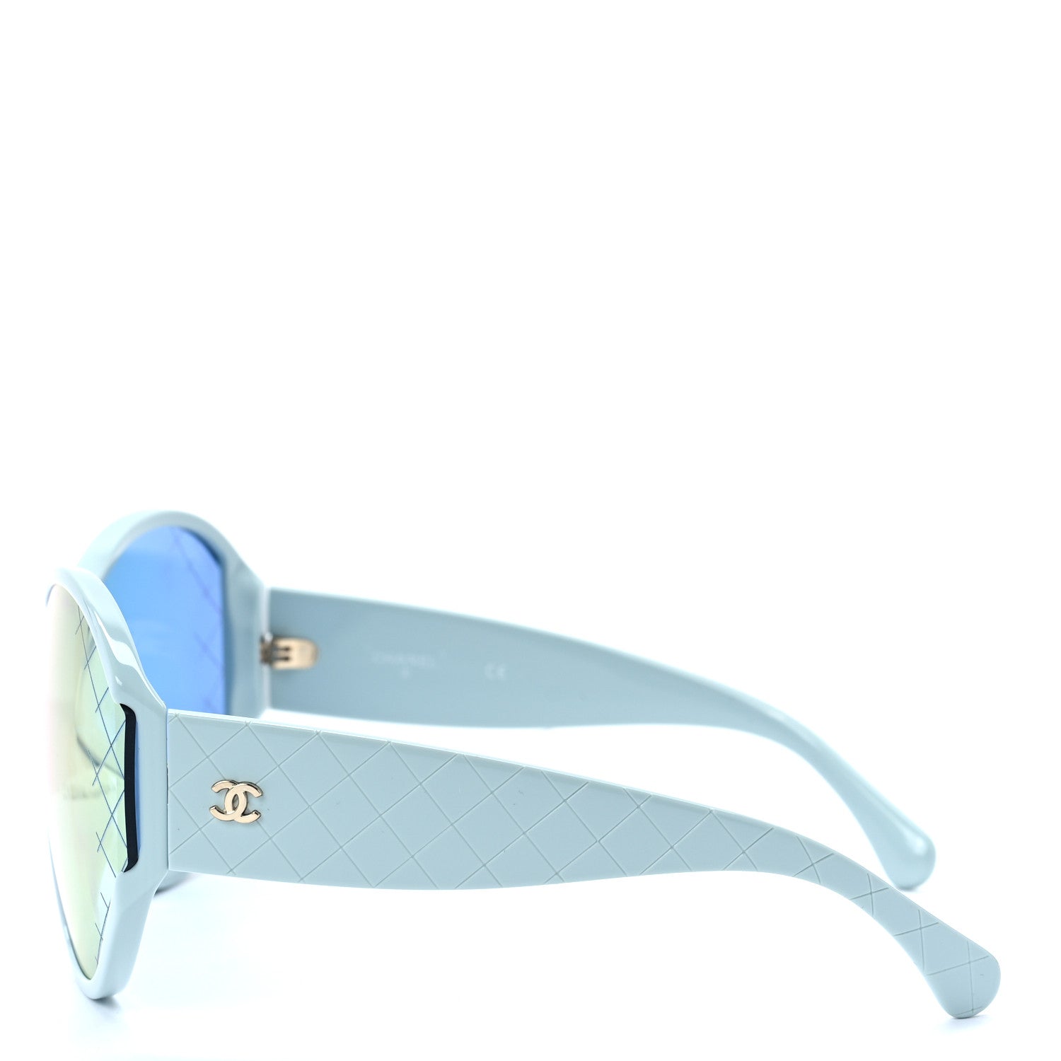Chanel Acetate Mirror Shield Sunglasses 71476A Light Blue 3 of 7