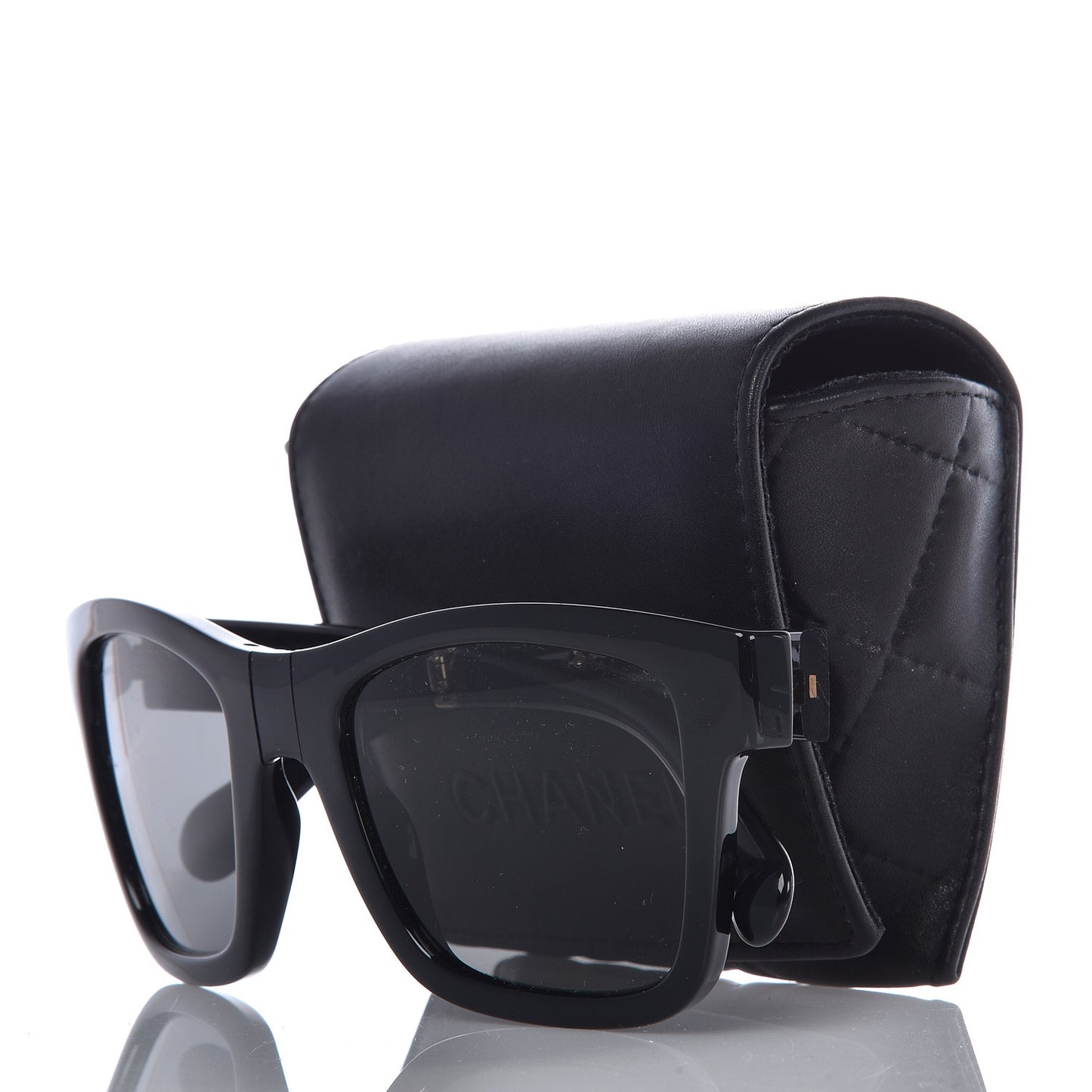 Nylon Metal Square Polarized Folding Sunglasses 6053 Black