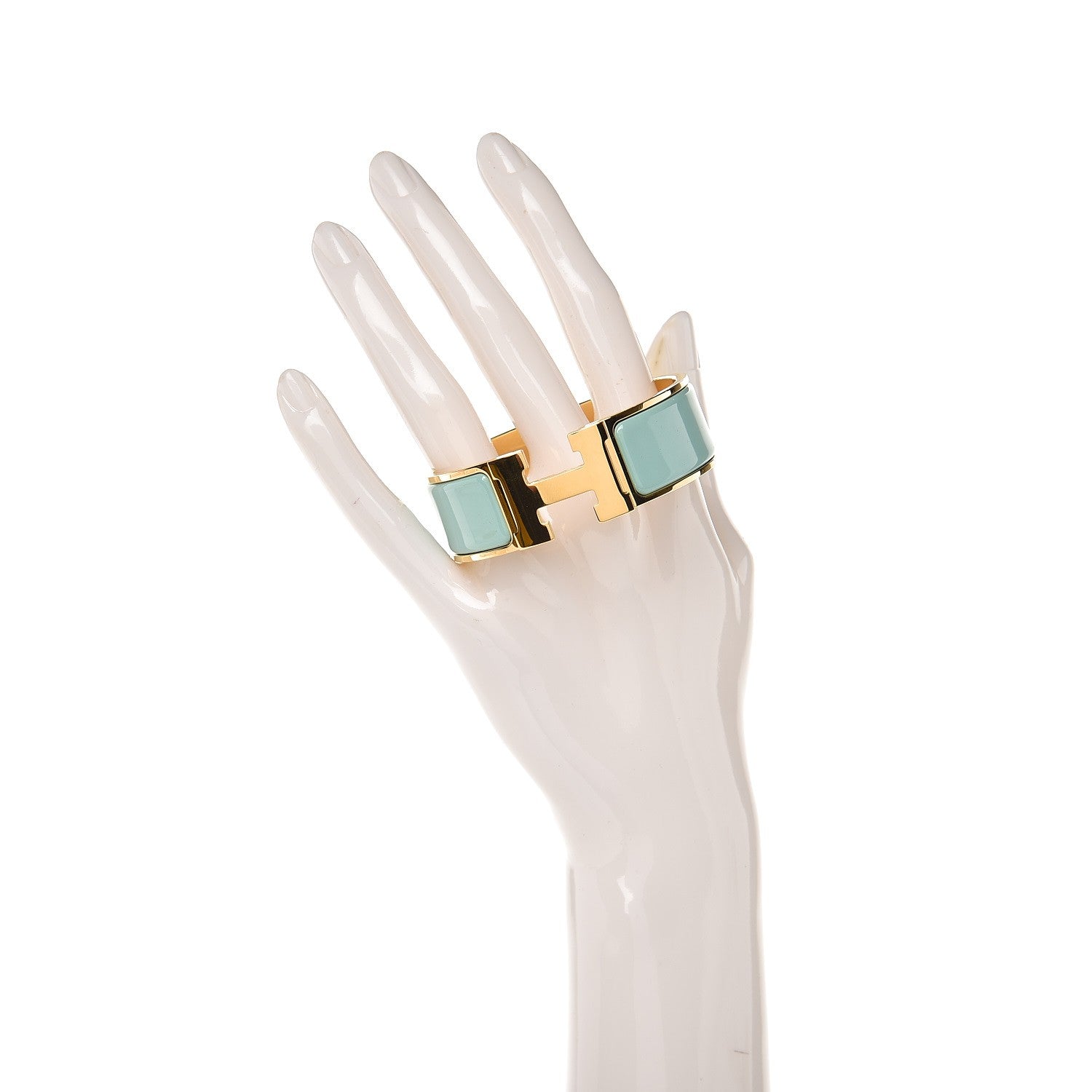 Hermes Enamel Wide Clic Clac H Bracelet PM Lagon 2 of 5