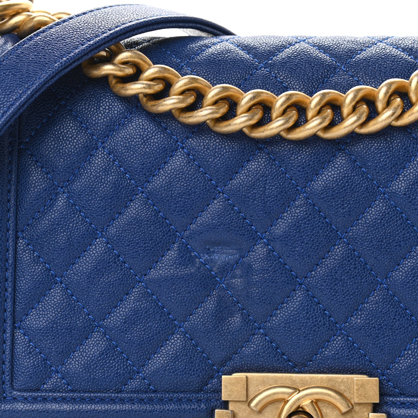 Caviar Quilted Medium Boy Flap Blue